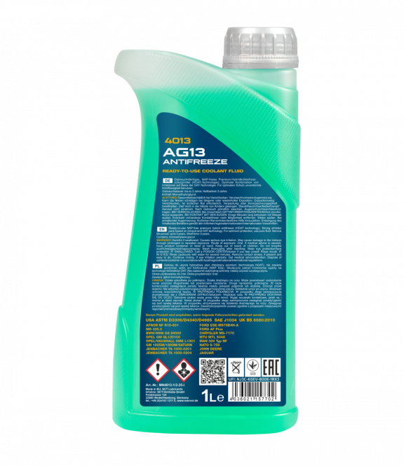 Mannol 4013 Kühlerfrostschutz Antifreeze AG13 Hightec -40 Fertigmischung 1 Liter