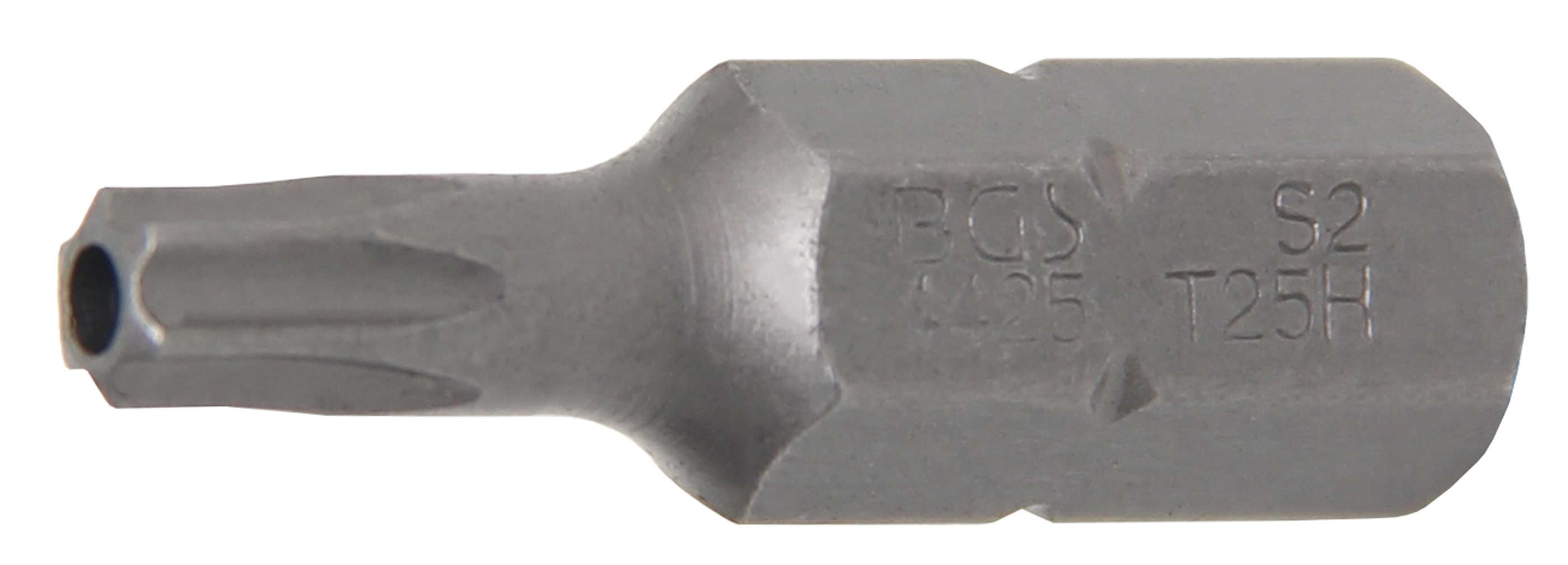 BGS Bit | Länge 30 mm | Antrieb Außensechskant 8 mm (5/16") | T-Profil (für Torx) mit Bohrung T25