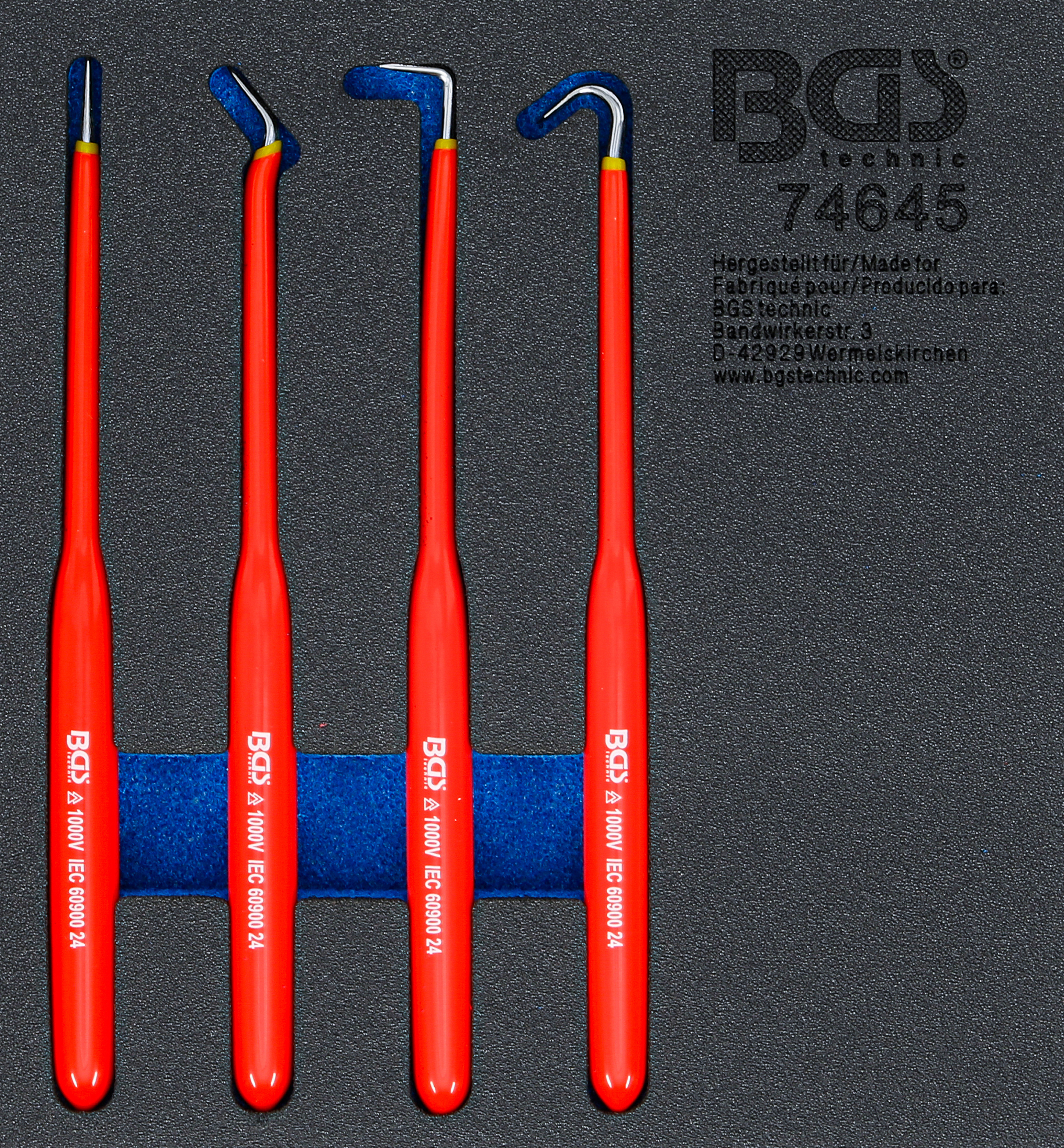 BGS Werkstattwageneinlage 1/6: Haken-Satz | isoliert | 180 mm | 4-tlg.