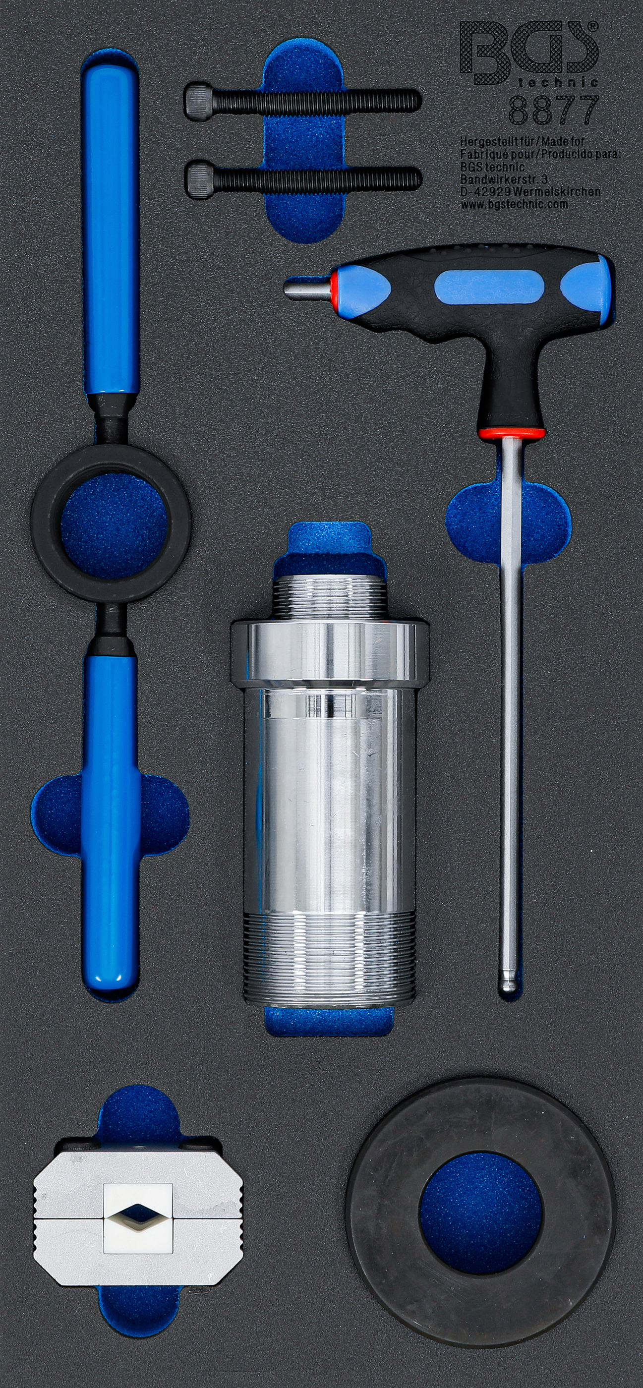 BGS Stoßdämpfer-Werkzeug-Satz | für Stoßdämpfer mit Zuganschlagsfeder | 8-tlg.