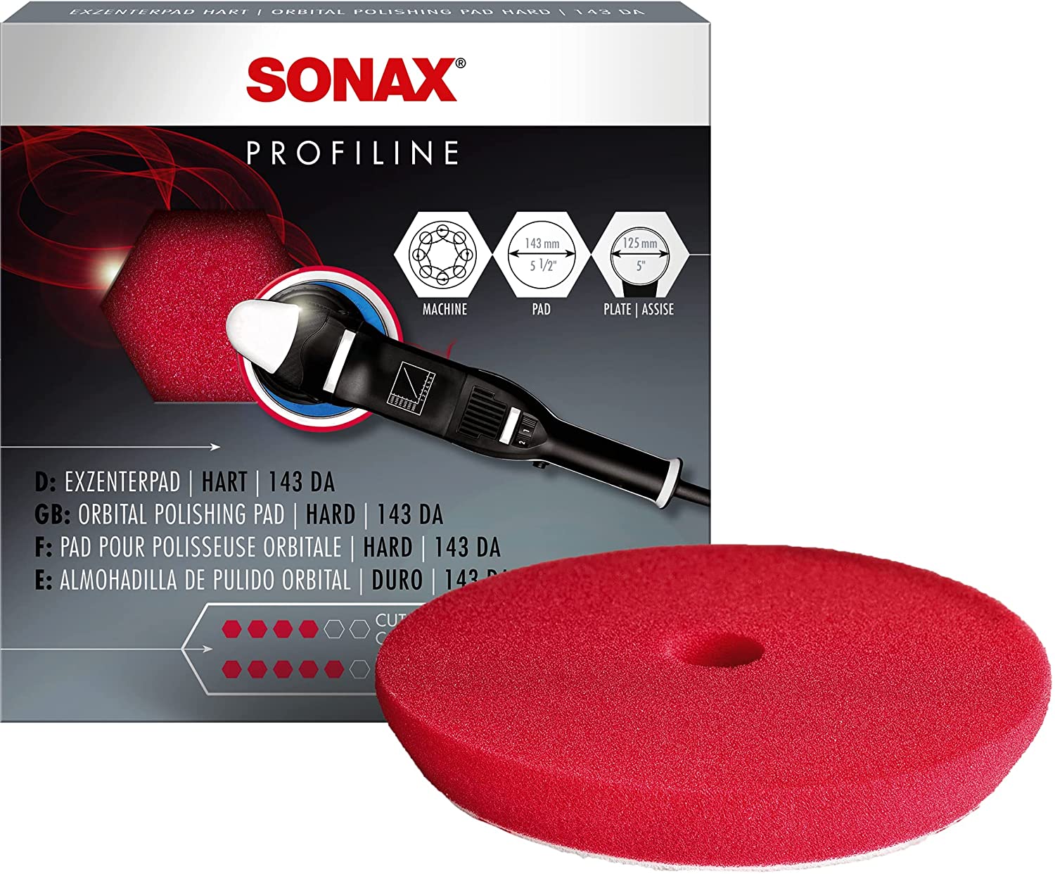 Sonax Polierschwamm Rot 143 Dual Action ExzenterPad Hart