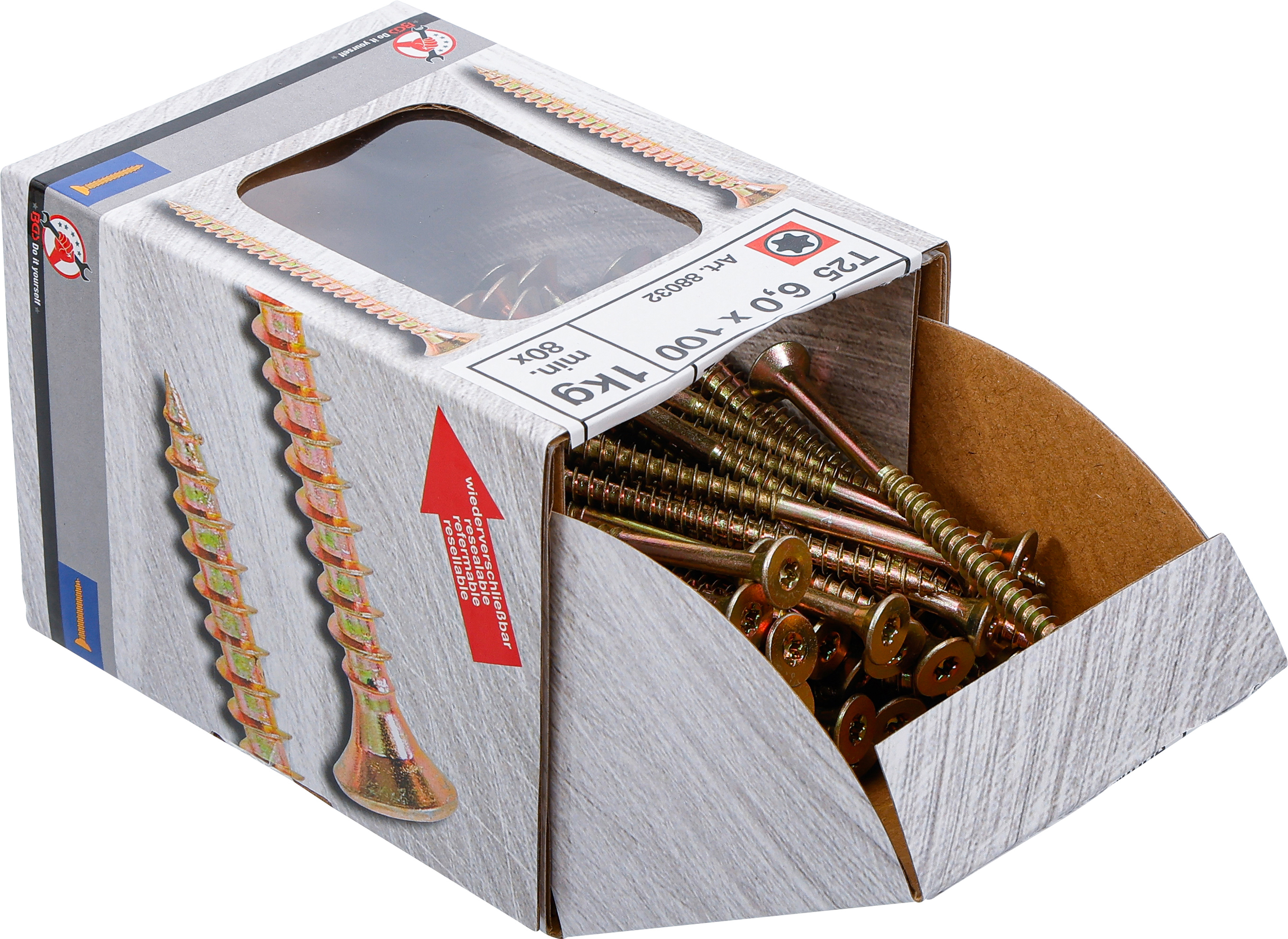 BGS Mehrzweckschrauben | T-Profil ( für Torx) T25 | 6,0 x 100 mm | 1 kg / 80 Stück