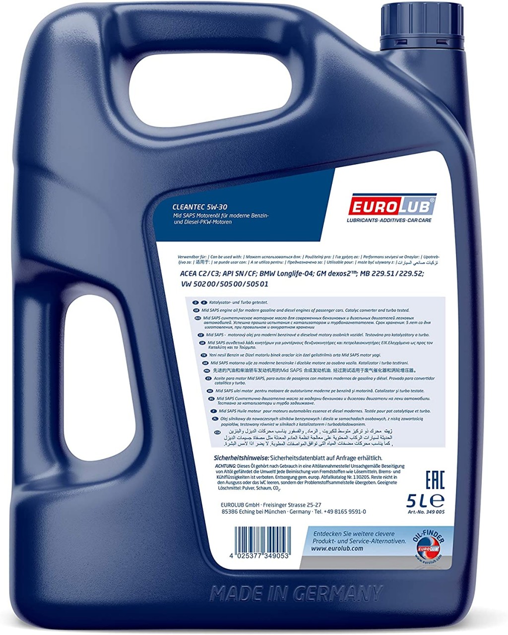 5W-30 Eurolub Cleantec Motoröl 5 Liter | pr-660548